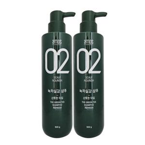 아모스 프로페셔널 녹차실감 산뜻한 타입 지성 샴푸 500g 2개