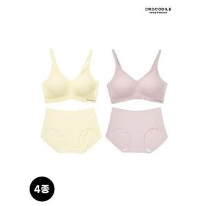 [크로커다일 이너웨어]쿨 인견 몰드부착 스트랩 감탄 브라팬티 4종