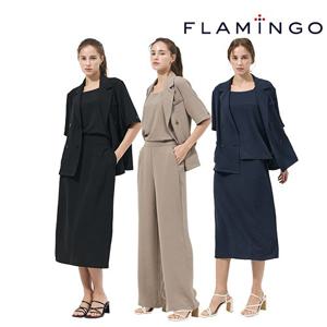 [후라밍고] 25SS NEW+ 리얼 크링클 썸머 수트 셋업 4PCS(하프재킷+탑블라우스+팬츠+스커트)