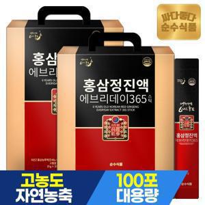 [홈앤쇼핑 단독]순수식품 6년근 홍삼정 진액 에브리데이 365 2박스(200포) 실속형 홍삼스틱 (+전용쇼핑백)
