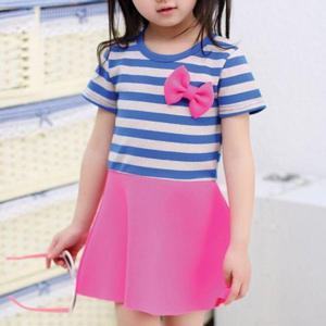 [다미주니어]네온줄무늬ops 아동 여아 유아 여아기모 봄가을 여름 원피스 바캉스 데일리 외출복