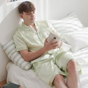 [알콩단잠]남자잠옷 실크파자마 S-3XL 홈웨어 실내복 잠옷세트 반팔 반바지 슬립웨어 LM