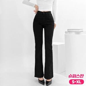 가비진 여성용 쫀득 스판 롱기장 슬림핏 부츠컷 블랙 팬츠 바지 키큰녀/키작녀 숏/롱기장 선택가능