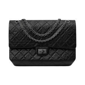 샤넬 2.55 라지 플랩백 빈티지 카프스킨 & 루테늄 메탈 블랙 Chanel Large 2.55 Handbag Aged Calfskin & Ruthenium Blac