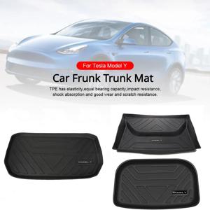 Tesla Model Y 용 Frunk 트렁크 매트 전면 후면 트렁크 매트 패드 TPE 방수 미끄럼 방지 카고 라이너 Modely 인테리어 액세서리