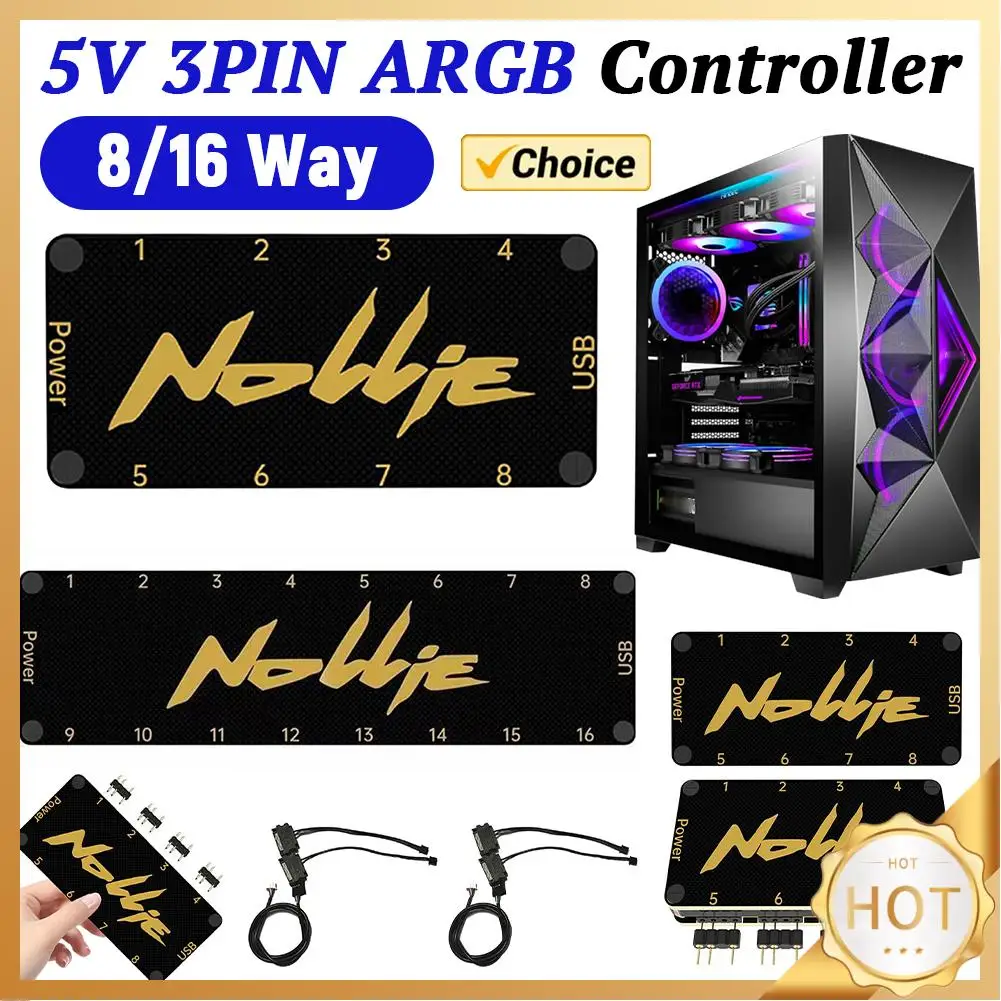 5V 3PIN ARGB 컨트롤러 8 웨이 주소 지정 가능 ARGB 분배기 지원 신호RGB OpenRGB SATA 확장 마더보드 인터페이스용 전원