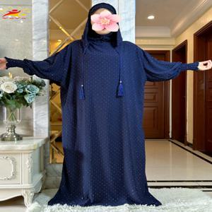 새로운 라마단 이슬람 더블 모자 솔리드 코튼 Abaya 두바이 터키 이슬람기도 ClothesWith 돌 드레스 이슬람 여성 드레스 Kaftan