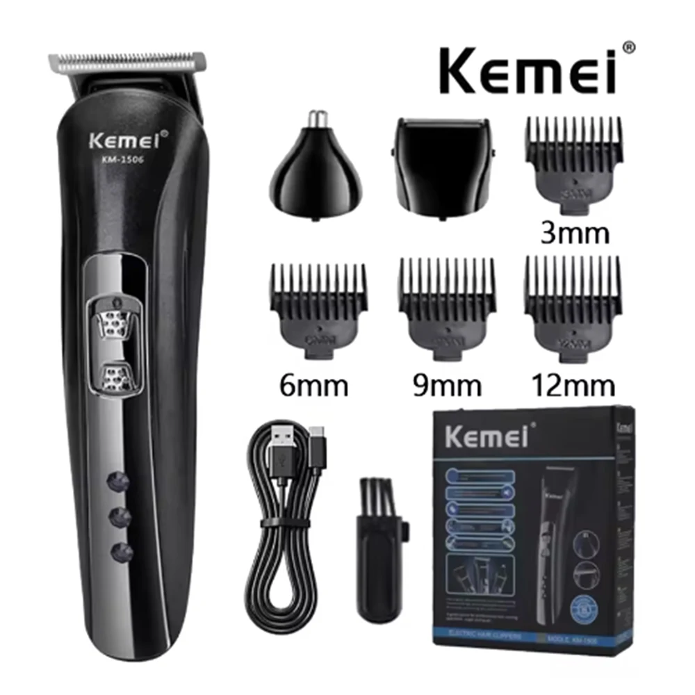 Kemei KM-1506 3 in 1 전기 면도기 헤어 커팅 충전 헤어 트리머 전기 충전식 코 전문 면도기