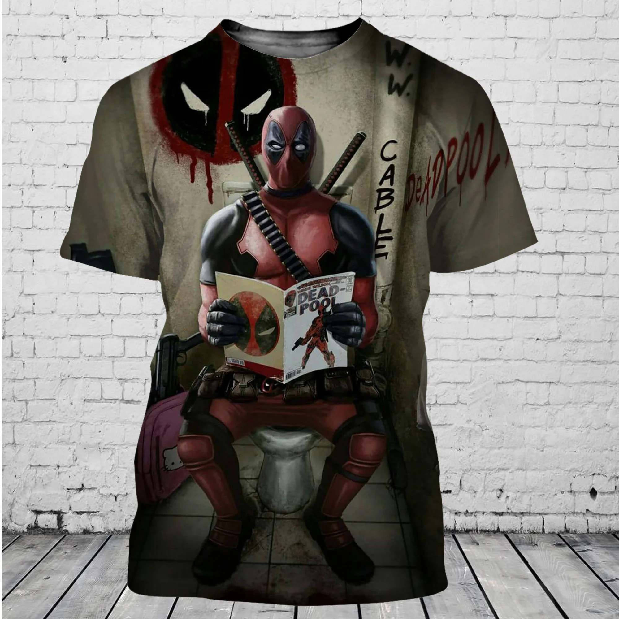 새로운 Marvel Deadpool 티셔츠 패션 Deadpool 3D 프린트 남성 티셔츠 스트리트 캐주얼 오버 사이즈 티셔츠 Marvel Clothing Tops