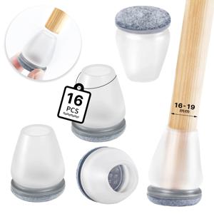 16PCS 실리콘 의자 다리 바닥 보호기 미끄럼 방지 펠트 가구 피트 캡 음소거 회색 의자 다리 커버 바닥 스크래치 방지