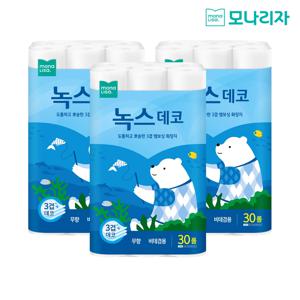 모나리자 녹스 3겹 데코 30M 30롤 3개 화장지 휴지 롤 두루마리[특가]