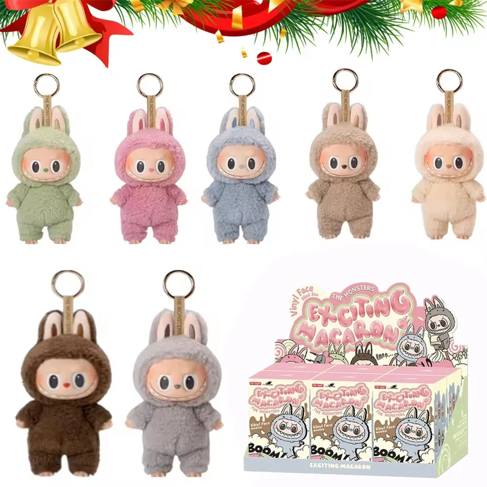 새로운 Labubu 괴물 하트 비트 마카롱 에나멜 페이스 블라인드 박스 Pvc 입상 탁상 장식 카와이 인형 아이 크리스마스 선물