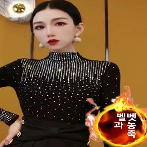 여성을위한 두꺼운 양털 긴 소매 하프 하이 칼라 기본 셔츠 가을 겨울 패션 다이아몬드 엄마 옷 한국 스타일 슬림 피트 티셔츠