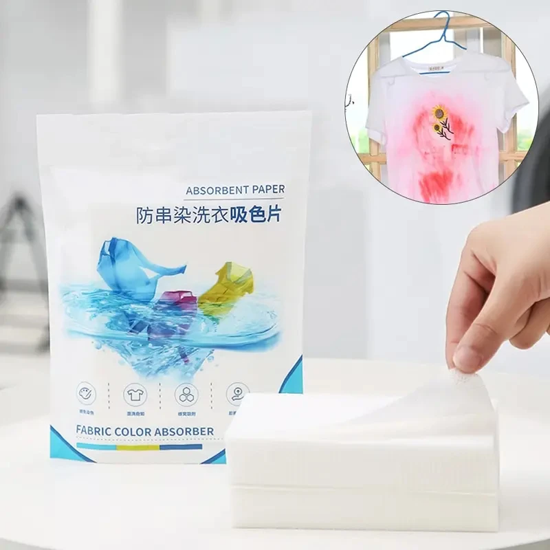 세탁 태블릿 세탁 종이 얼룩 방지 의류 시트, 스트링 방지 혼합 색상 흡수, 세탁 액세서리, 50 개/백