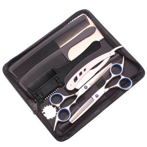 8Pcs 세트 6.0 ''전문 헤어 가위 미용 절단 가위 빗 이발 가위 이발사 면도기 스테인레스 스틸 C1001