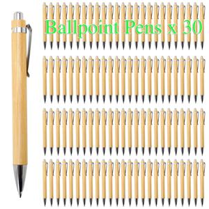 30Pcs 대나무 나무 볼펜 1.0mm 팁 사무실 학교 Wrting 편지지 비즈니스 서명 볼 펜 대나무 펜