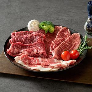 블랙앵거스 소고기 모둠 600g (등심/부채/치마/갈비/살치)