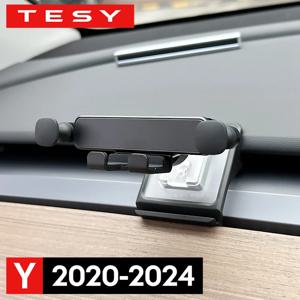 테슬라 모델 Y 2020-2024 차량용 휴대폰 거치대 중력 지지대 마운트 브래킷, 벤트 클립, 공기 배출구 스냅인 스탠드, 소프트 베이스