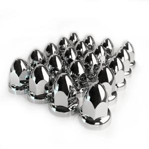 20PCS ABS 크롬 플라스틱 33mm 스레드 온 스파이크 러그 너트 커버 로켓 스타일 나사 총알 플랜지 푸시 온 세미 트럭 트레일러
