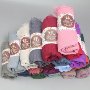 라마단 클래식 Crinkle Cotton Hijab 스카프 여성 Turban 이슬람 목도리 일반 두건 통기성 여성 Shawls Foulard Hijab Hood