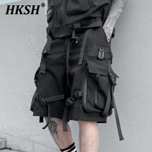 HKSH 여름 기능성 조수 반바지 남성 조수 전술 어두운 느슨한 Techwear 스트레이트 무릎 길이 바지 멀티 포켓 카프리 HK0665