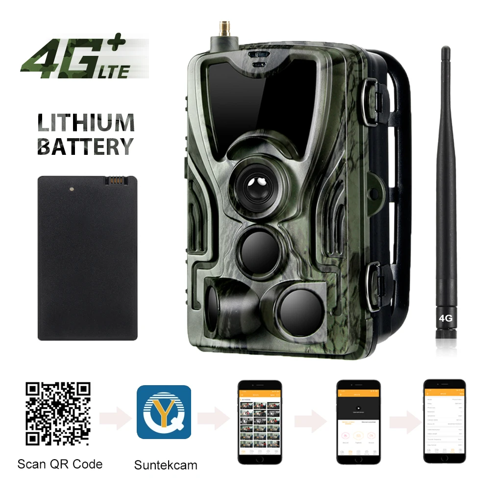 APP 트레일 카메라 Clould 서비스 4G 사냥 카메라 HC801PRO-LI 5000Mah 충전기 배터리 30MP 4K 야간 투시경 사진 트랩