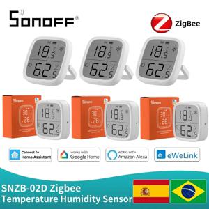 SONOFF SNZB-02D Zigbee LCD 온도 습도 센서 TRVZB가 장착된 Diy 스마트 홈은 Alexa Google Home Assistant mqtt와 함께 작동합니다.