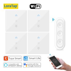 LoraTap Tuya 커튼 스위치 롤링 블라인드 스위치 백라이트 RF 및 WiFi 관형 모터 스마트 라이프 Google 홈 Alexa Echo