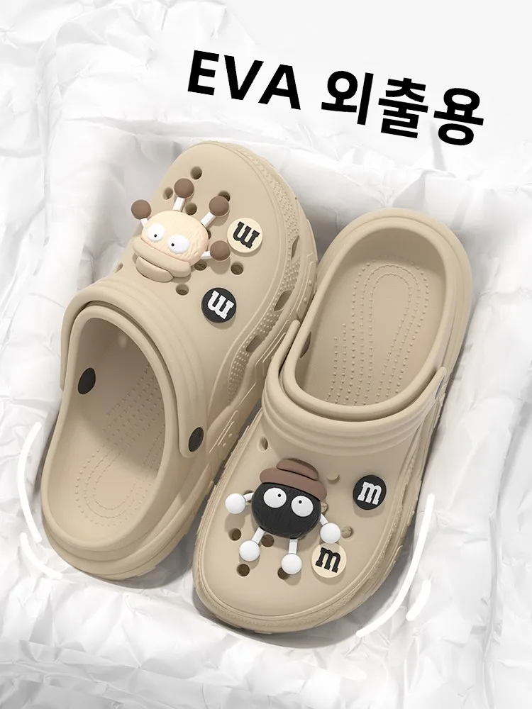 두꺼운 바닥 크록스 스타일 샌들 남여 여름 야외 미끄럼 방지 부드러운 단독 비치 편안한 슬리퍼 남성 여성 커플 플립 플롭