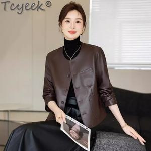 Tcyek 여성용 진짜 가죽 재킷, 가을 옷, 진짜 양가죽 코트, 여성용 가죽 재킷, 겉옷, 자케타 쿠로, 신제품