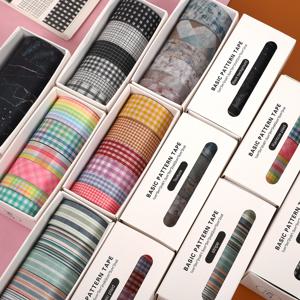 JIANWU 6 개/대 기본 패턴 대리석 격자 무늬 스트라이프 장식 Washi 테이프 세트 DIY 배경 스크랩북 스티커 마스킹 테이프 Kawaii