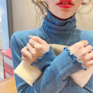 Rimocy Fold 터틀넥 점퍼 여성 가을 ​​겨울 높은 탄성 솔리드 컬러 스웨터 여성 단순 모든 경기 Bottoming Top 여성
