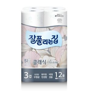 잘풀리는집 3겹 클래식 고급롤화장지 27m 12롤