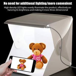접이식 라이트 박스, 20cm 휴대용 사진 LED 사진 스튜디오 텐트, LED 소프트 박스 배경 키트, DSLR 카메라용 USB 미니 라이트 박스