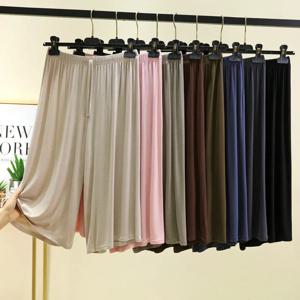 플러스 사이즈 L ~ 6XL U 넥 여성 모달 바지 송아지 길이 여름 와이드 레그 팬츠 드로스트링 숏 팬츠 캐주얼 홈웨어 바지