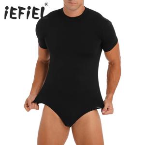 남성용 반팔 바디 슈트 크루 넥 레오타드 언더 셔츠 프레스 버튼 가랑이 잠옷 Clubwear Party 용 데일리 스키니 점프 슈트