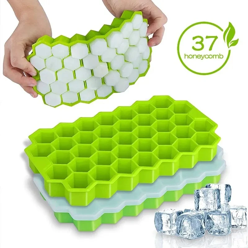 벌집 모양 37 격자 큐브 트레이 메이커, 뚜껑 없는 DIY 아이스 몰드, 1 개