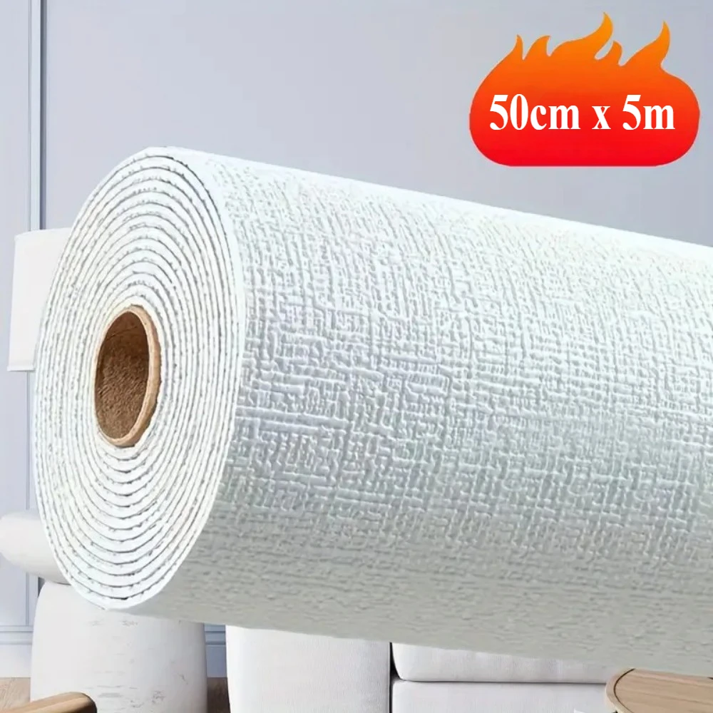리넨 벽지 자체 접착 방수 탈착식 벽지, 침실 거실 벽 장식, 50cm x 5m