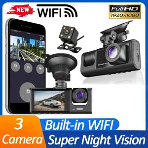 와이파이 3 채널 차량용 DVR, HD 1080P, 3 렌즈, 내부 차량 대시 캠, 3 방향 카메라 DVR, 녹음기 비디오 등록기, 대시 캠 캠코더