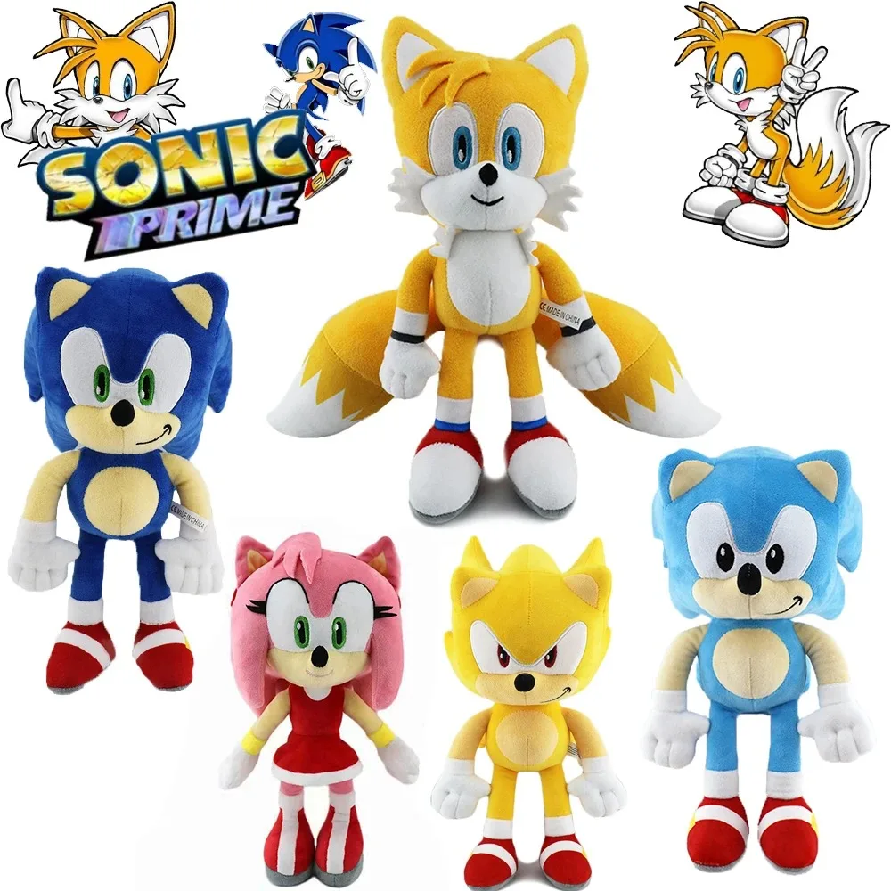 30cm 소닉 peluches 장난감 만화 고슴도치 에이미 로즈 너클 테일 부드러운 인형 어린이 생일 소닉 러블리 장난감