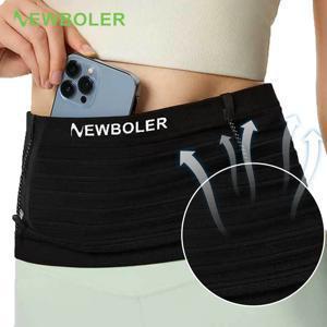 NEWBOLER 탄성 스포츠 허리 가방 팩 트라이 애슬론 마라톤 사이클링 등산 ​​가방을위한 경량 러닝 레이스 번호 벨트