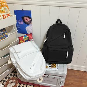 심플한 솔리드 컬러 캐주얼 백팩, 가볍고 다재다능한 고등학생 가방, 다용도 솔리드 컬러 데이팟 ForHangingOut
