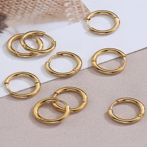 10pcs 골드 컬러 스테인레스 스틸 귀 후프 귀걸이 여성 귀걸이 남자 펑크 힙합 선물 패션 쥬얼리 피어싱 액세서리