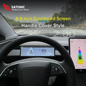 SATONIC 무선 카플레이 대시보드 스크린, 테슬라 모델 3 및 Y 지지대 용, 8.8 인치 무선 카플레이 핸들 커버 타입, 무료 카메라