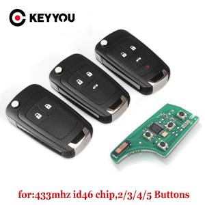 KEYYOU 2/3/4 버튼 Chevrolet Cruze Malibu Aveo Spark Sail orlando Key 433MHz ID46 칩 용 접이식 원격 자동차 키 Fob 뒤집기