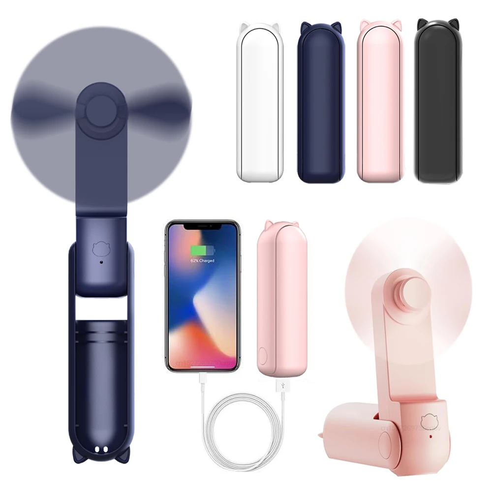 2000mAh 미니 휴대용 팬 USB 충전식 쿨러 접이식 휴대용 데스크탑 팬 조용한 접이식 사무실 홈 핸디 보조베터리