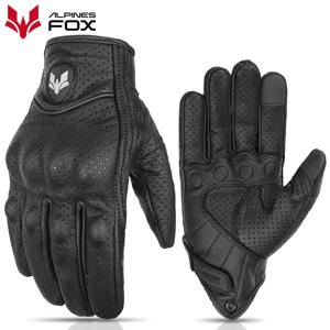 2023 여름 새로운 빈티지 가죽 오토바이 장갑 남자 블랙 내마 모성 Guantes 터치 스크린 Anti-slip Retro Motobiker Luvas
