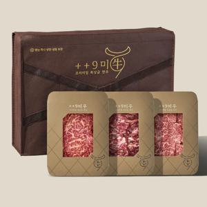 [구미우] 1++9등급 다온 한우 선물세트 4호 등심+갈비살+살치살/각300g/총900g