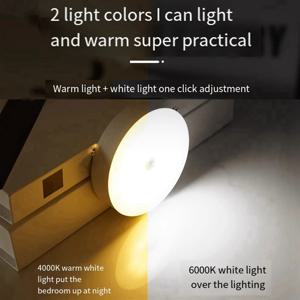 A72P 4 팩 모션 센서 LED 야간 조명, USB 충전식 벽 장식 침실 야간 램프 쿨 화이트