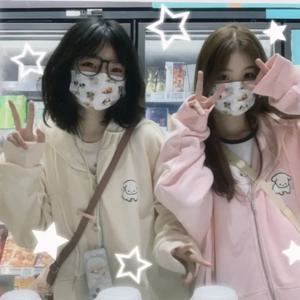 일본 카와이 지퍼 업 후드 여성 스위트 소녀 스타 그래픽 자수 후드 티셔츠 Kpop 귀여운 캐주얼 탑 여성